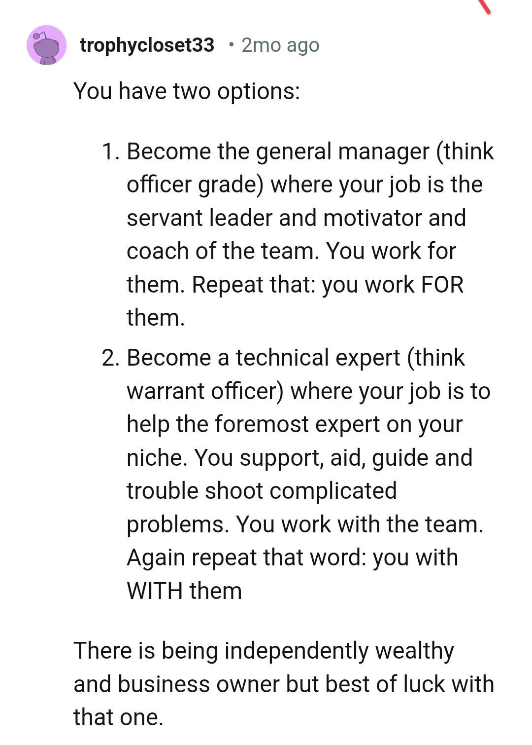 The OP has two options