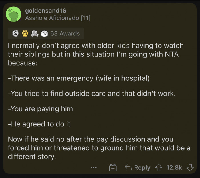 The Reddit community had a lot of different reactions to u/Busyfathering's post