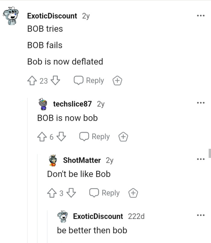 It's all about Bob in the comments