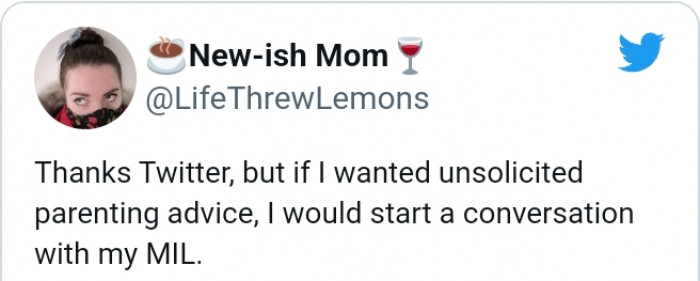 2. Twitter is another platform where unsolicited parenting advice is given