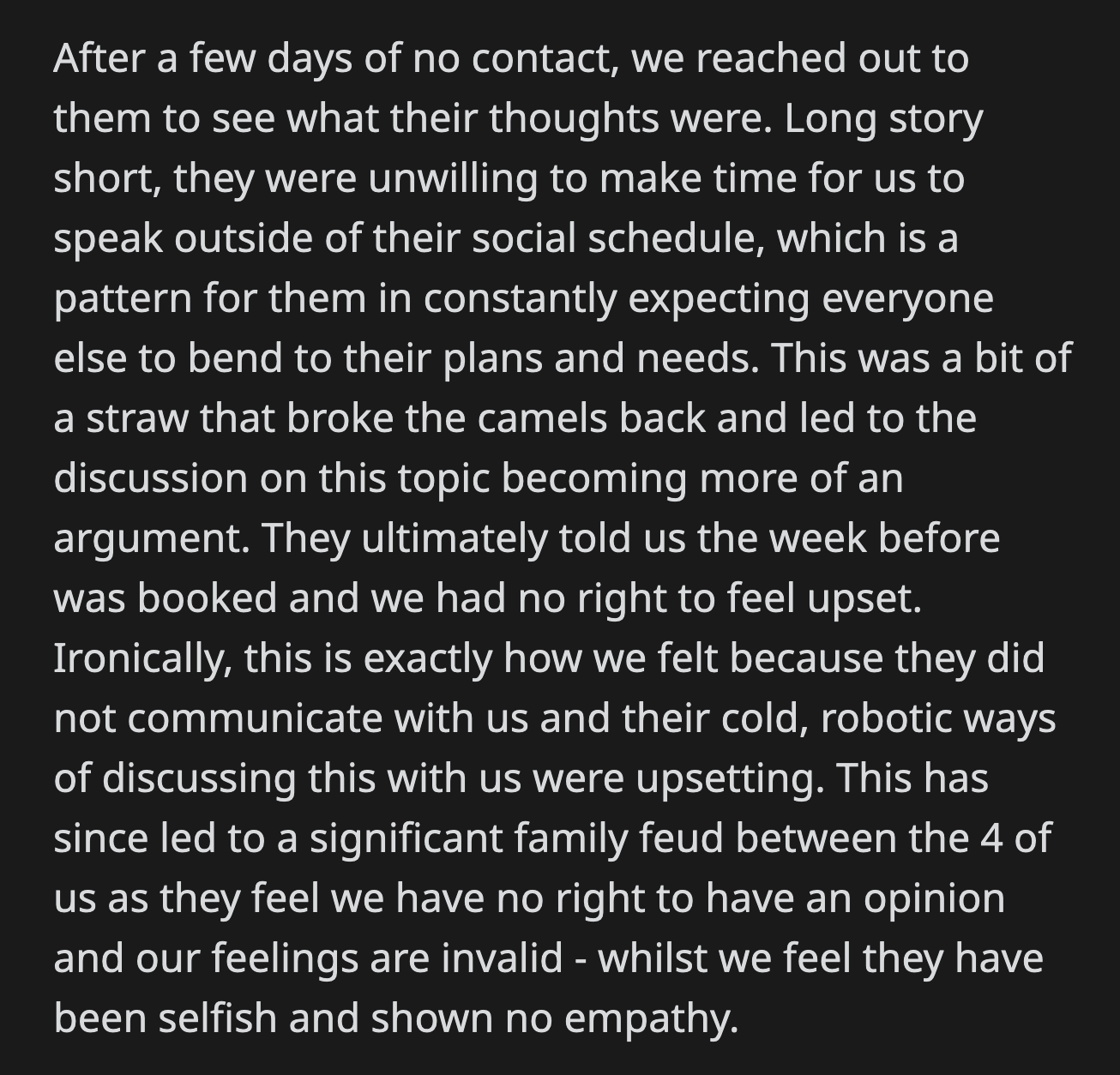 The four haven't been able to reach an amicable decision. OP said they weren't trying to prevent their brother from having a wedding a week before theirs.