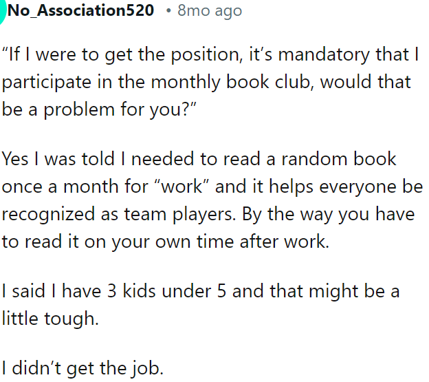 He couldn't commit to reading a book every month outside of work.