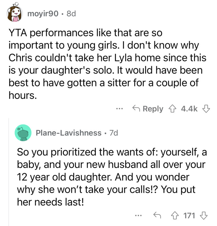 Getting a babysitter would have quickly solved this problem.