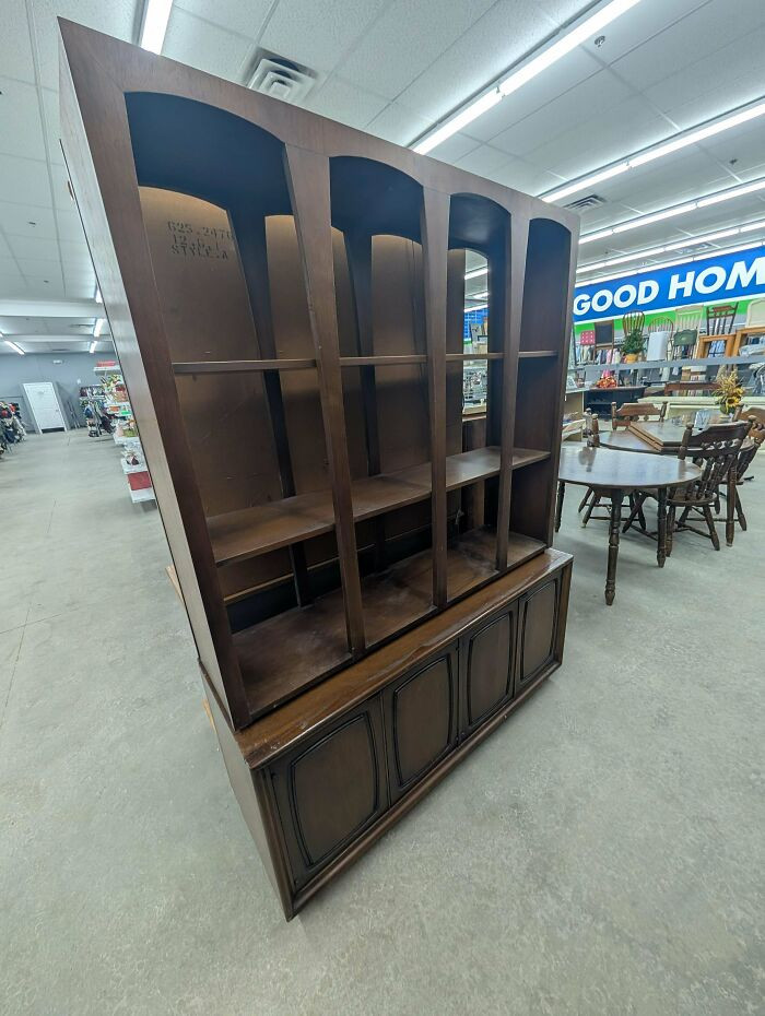 "Found This Broyhill Emphasis Room Divider For $14.99 At My Local Goodwill! In Great Shape. Fits Near Perfectly In This Little Spot In My Living Room"
