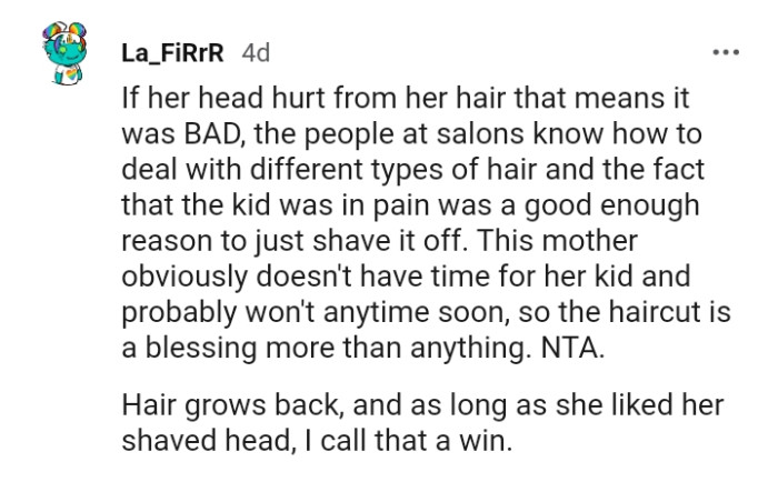 The mother doesn't have time for her kid