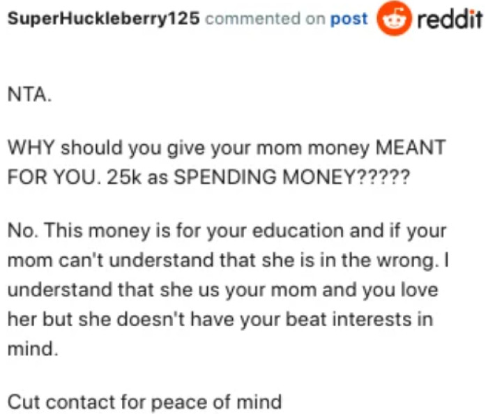 It's OP's money from the lawsuit due to the accident, and she has the right to decide how to use it