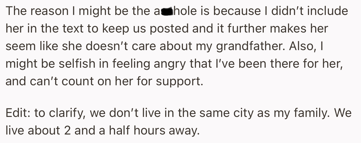 OP wants to know if he was wrong by not including her