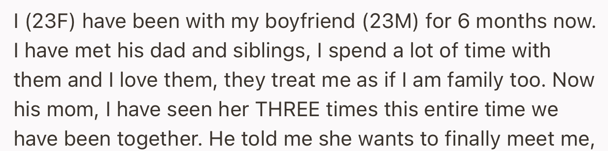 OP’s boyfriend’s mom finally wants to meet her