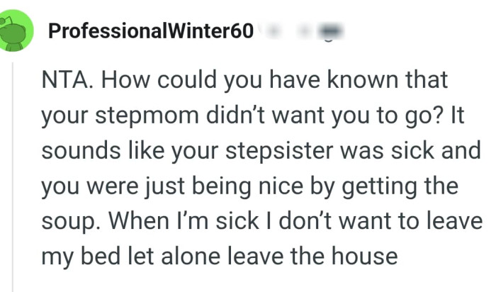 It sounds like OP's step sister was sick