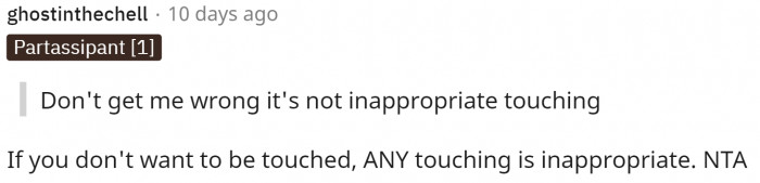 Exactly what I was thinking. It's not okay no matter what.