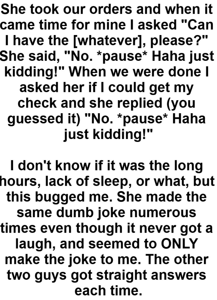 She made the same dumb joke numerous times even though it never got a laugh