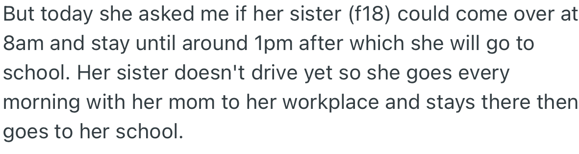 One morning, OP’s girlfriend asked if her sister could come over that morning and stay a few hours