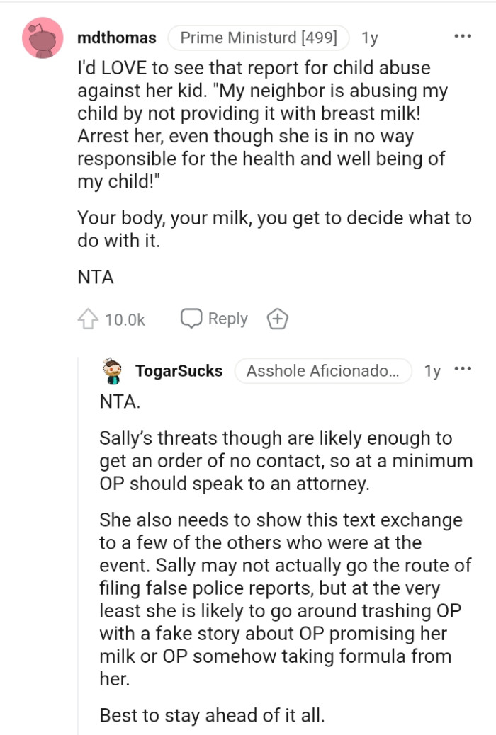 It's the OP's body and it's her milk
