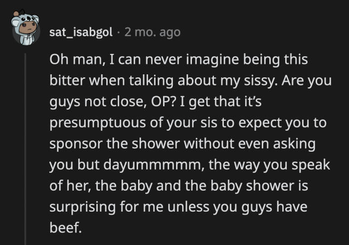 Is OP just a bitter sister who can't share in her sibling's joy without criticizing?