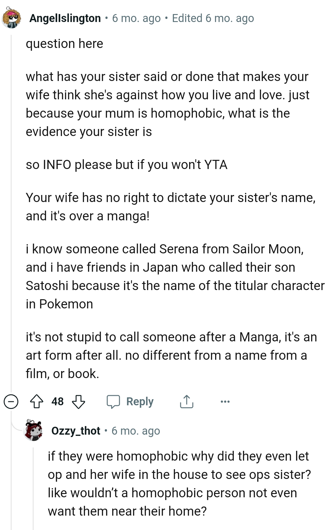 OP's wife has no right to dictate her sister's baby's name