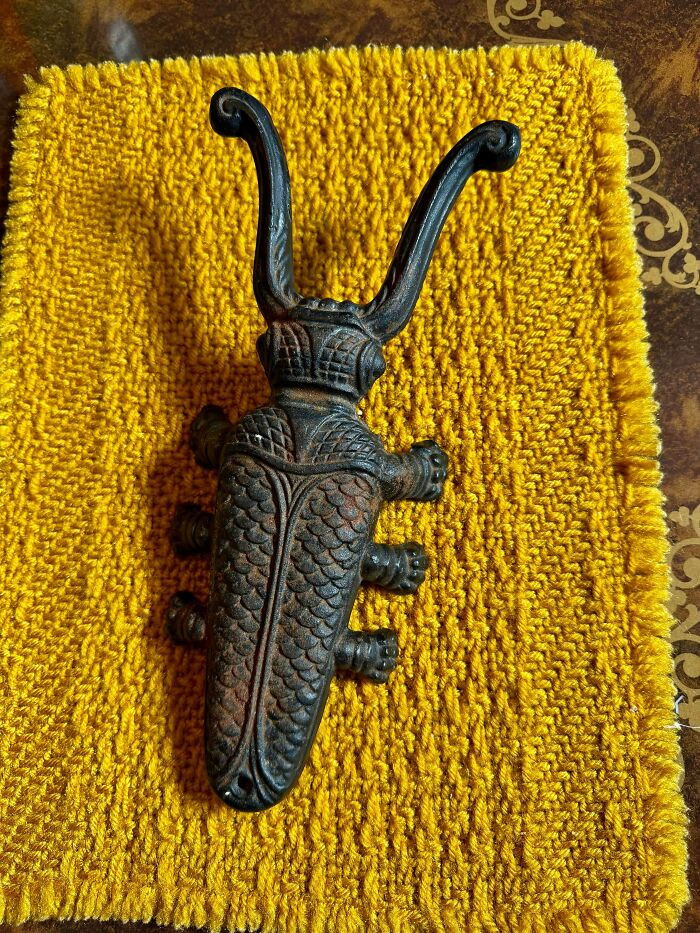 "Finally Found One Of My Most Coveted Items Of All Time Today! Cast Iron Beetle Boot Jack For $7"