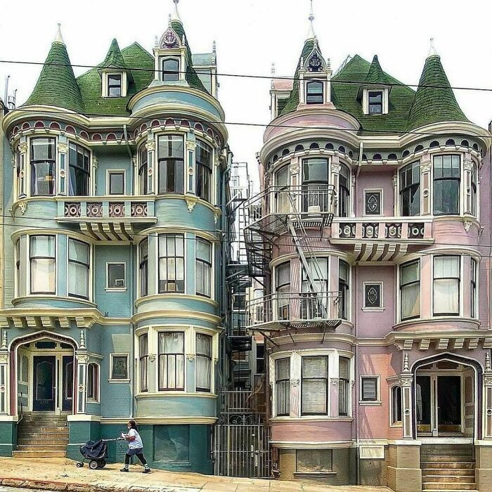 26. These colors are too cute. We love twin buildings.