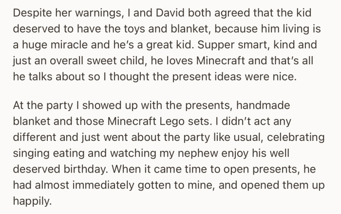 Despite the warnings, OP followed through with their plans