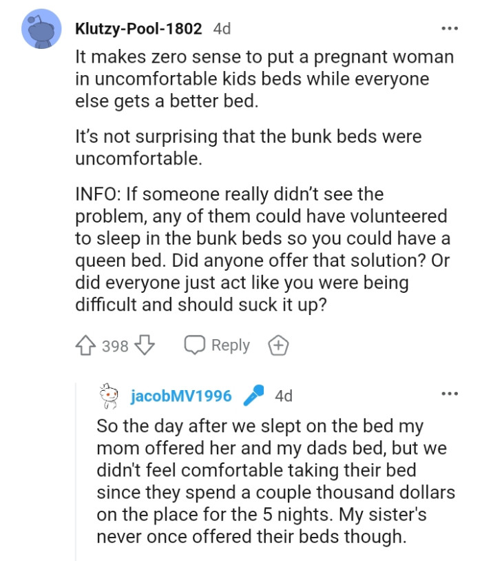 It's not surprising that the bunk beds were uncomfortable