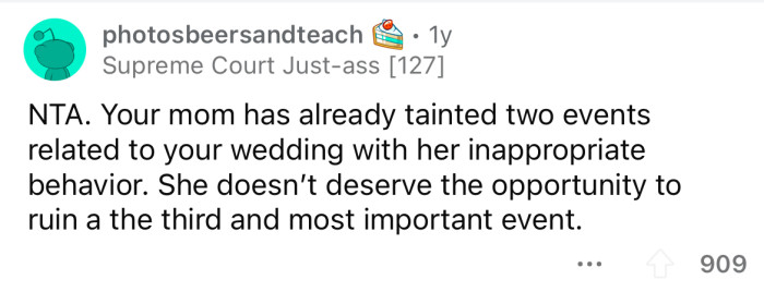 She's already caused enough drama.