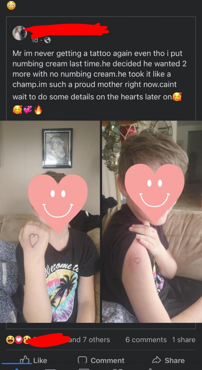 20. Mother tattoos her 12-year-old son