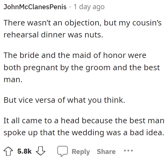 Now this definitely sounds like a ridiculous situation, and we hope nobody got married.