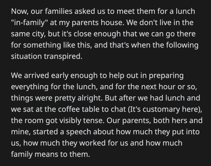 The parents have an agreement to exclude OP and his wife from their wills if they decide to follow through with their child-free life