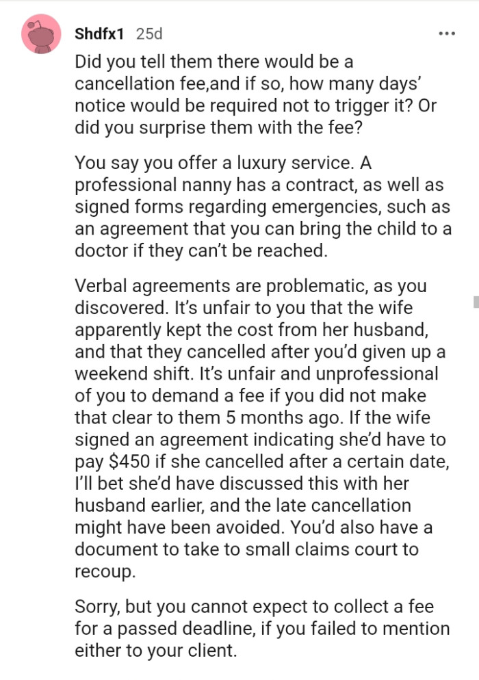 Verbal agreements are indeed problematic