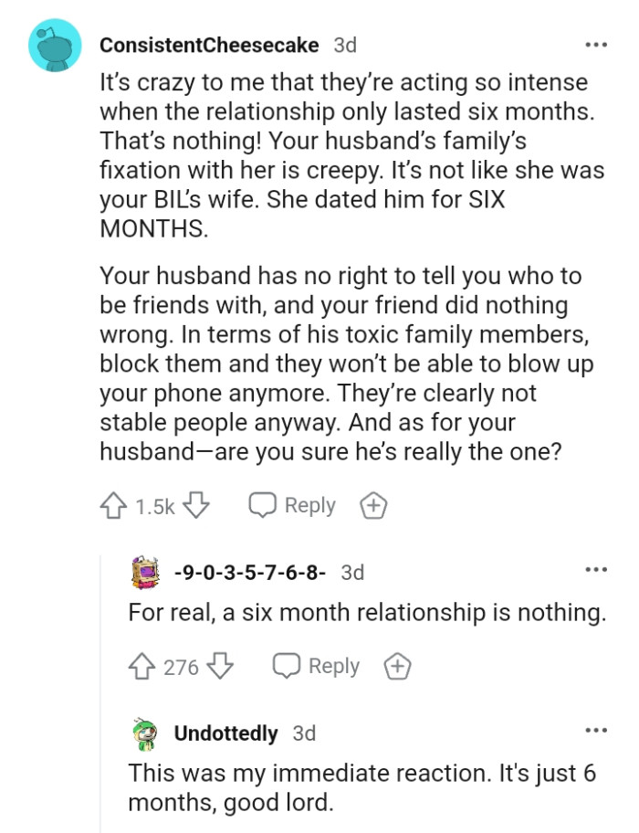 It's not as if the OP's best friend was her brother-in-law's wife