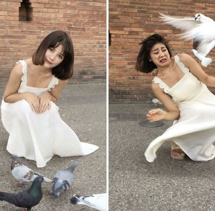 "Trying To Take A Picture Posing With The Birds"