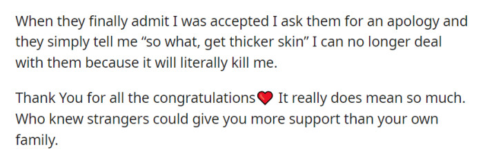 After they finally admit the acceptance, they dismiss the need for an apology.