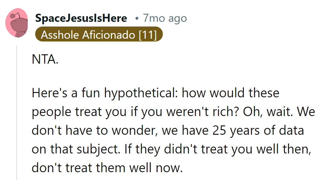 With 25 years of history, it's clear as day. Treat them as they treated her—fairly.