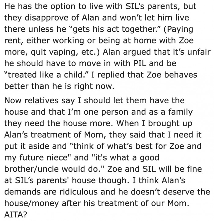 This irresponsible brother needs to get it together. If he were not making such poor life choices, the eviction would not have happened at all.