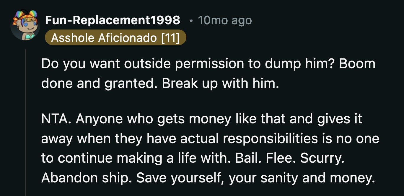 If OP was looking for someone to sanction the breakup, would a few thousand comments from online strangers suffice?