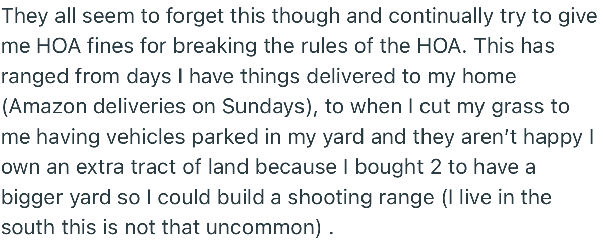 The HOA keep trying to sanction OP for breaking rules, forgetting that their home has a grandfather clause which prevents them from being under the HOA’s jurisdiction