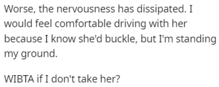 OP is now asking the people of Reddit if it would be rude for her to not drive her sister to the game