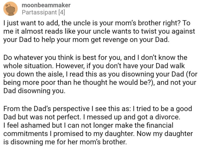 Is it possible OP's uncle has nefarious motives to get revenge on her dad?