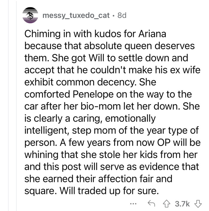 “A few years from now OP will be whining that she stole her kids from her...”