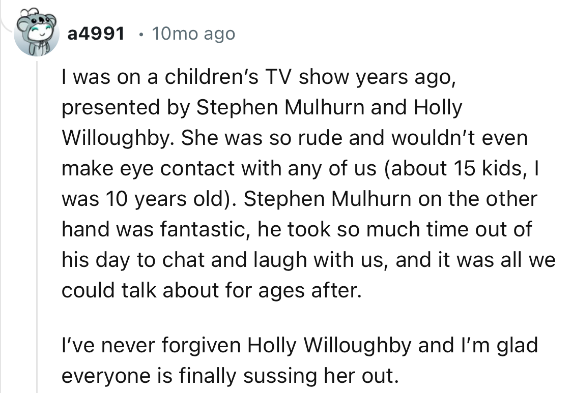 “Stephen Mulhurn on the other hand was fantastic, he took so much time out of his day to chat and laugh with us, and it was all we could talk about for ages after.”