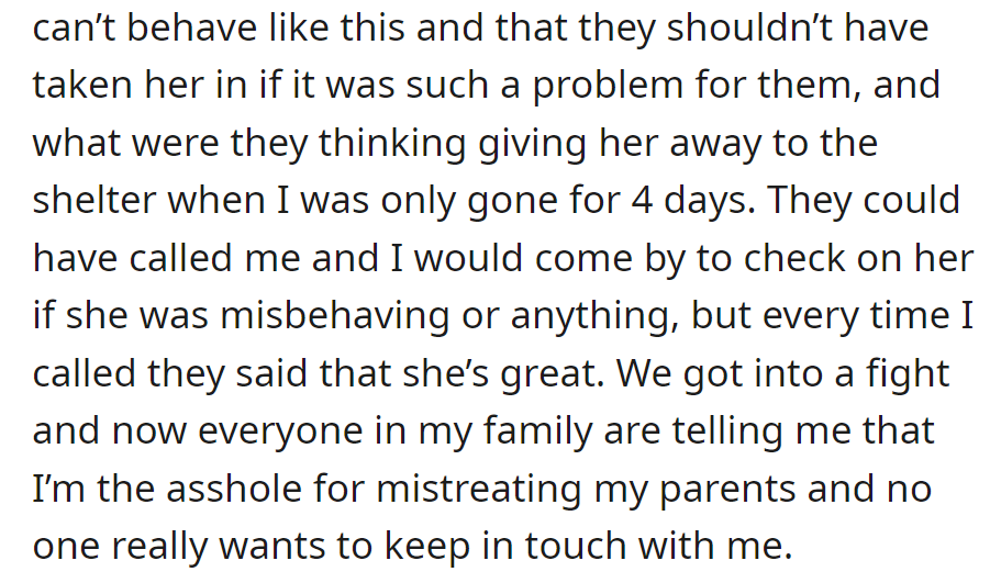 Now, OP faces a complicated situation with their parents...