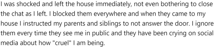 She was shocked when she saw the messages and left the house