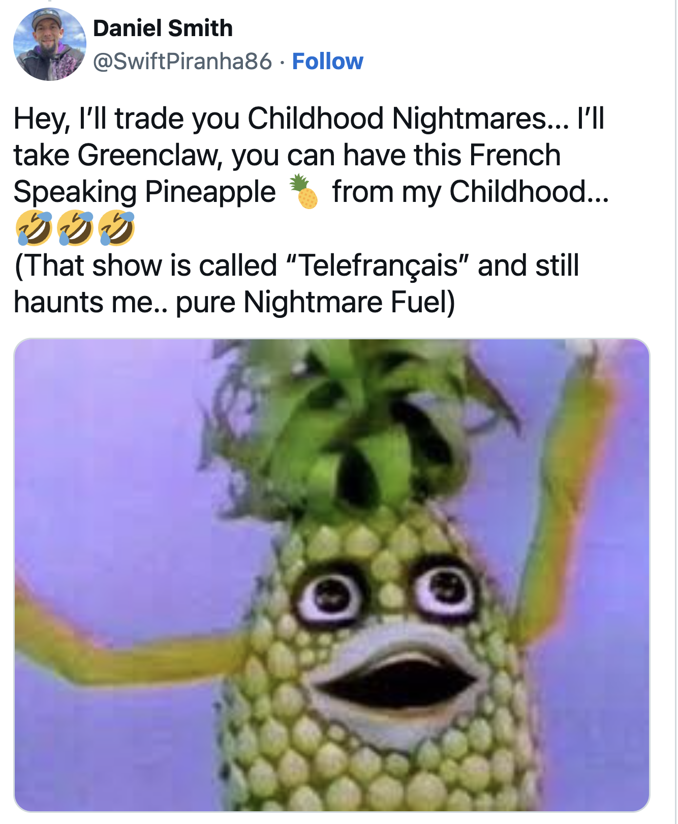 Trading childhood nightmares, lol!