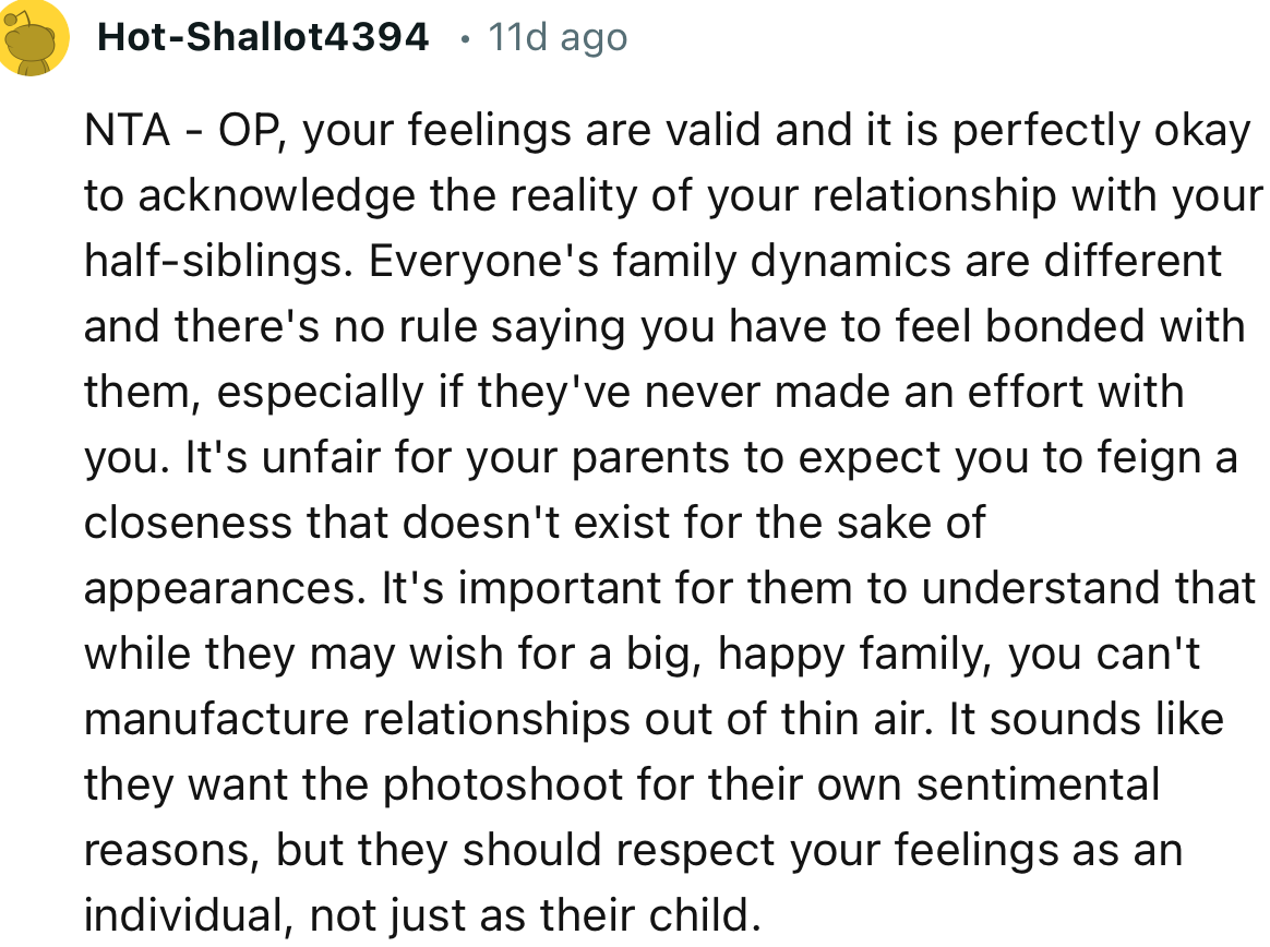 “NTA - OP, your feelings are valid, and it is perfectly okay to acknowledge the reality of your relationship with your half-siblings.”