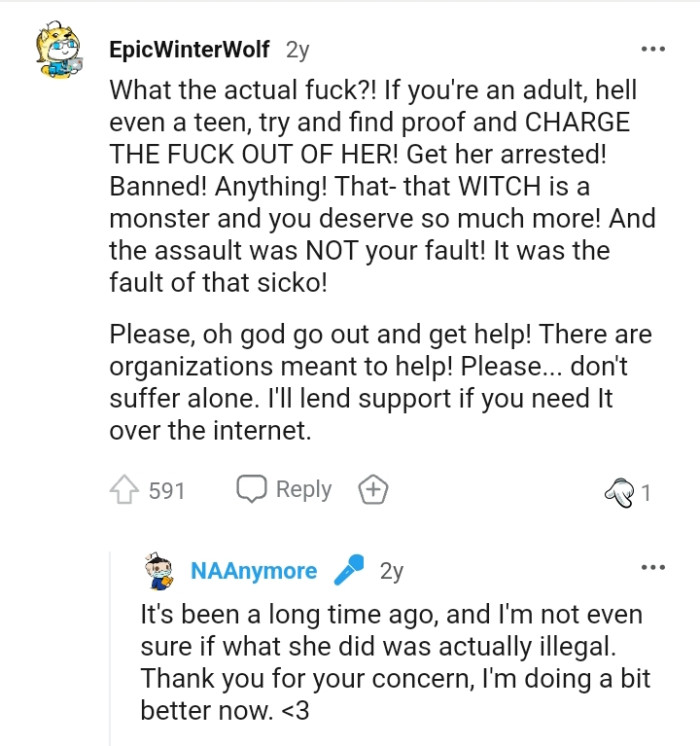 That witch is truly a monster, and the OP deserves so much more