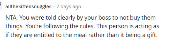 OP was following the rules, and ultimately that's all that matters. It's important for her to adhere to the rules so that others don't take advantage of her.