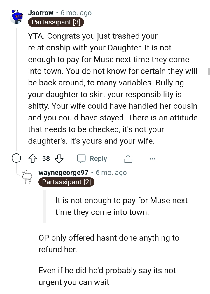 It's not enough to pay for the concert