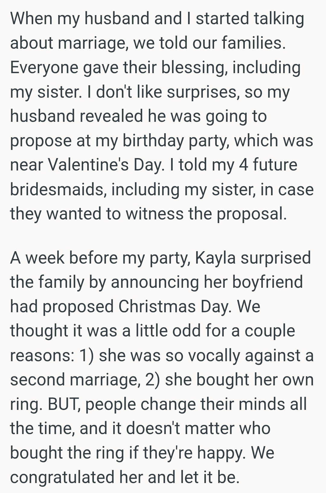 Kayla surprised the family by announcing her boyfriend had proposed Christmas Day