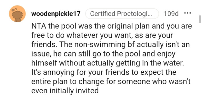 He can still go to the pool and enjoy himself