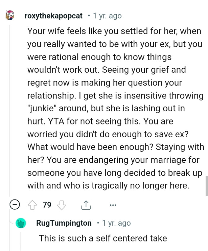 Grieving and regretting can make her regret questioning