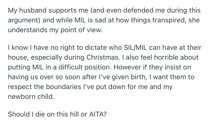 The argument has split the family apart, and OP is in a dilemma over the situation